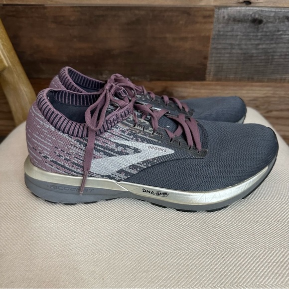 Brooks Ricochet Running Shoes Womens 8 Gray Mauve Athletic Trainers Sneakers - Picture 4 of 9